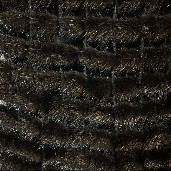 Ranch Mink Fur Vest with Crochet Black Genuine Mink Cozy Soft Statement Piece - Picture 11 of 13